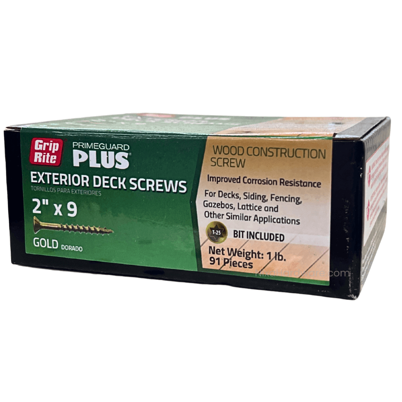 Grip-Rite Exterior Deck Screws 2"x9 PrimeGuard Plus Gold 1 lb