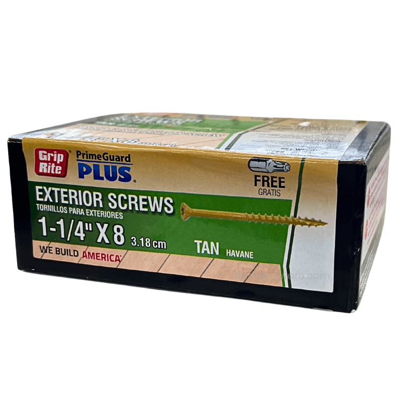 Grip-Rite Exterior Screws 1-1/4"x8 PrimeGuard Plus Tan 1 lb