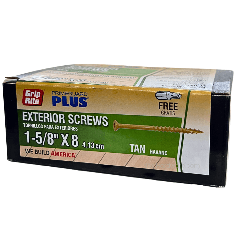 Grip-Rite Exterior Screws 1-5/8"x8 PrimeGuard Plus Tan 1 lb