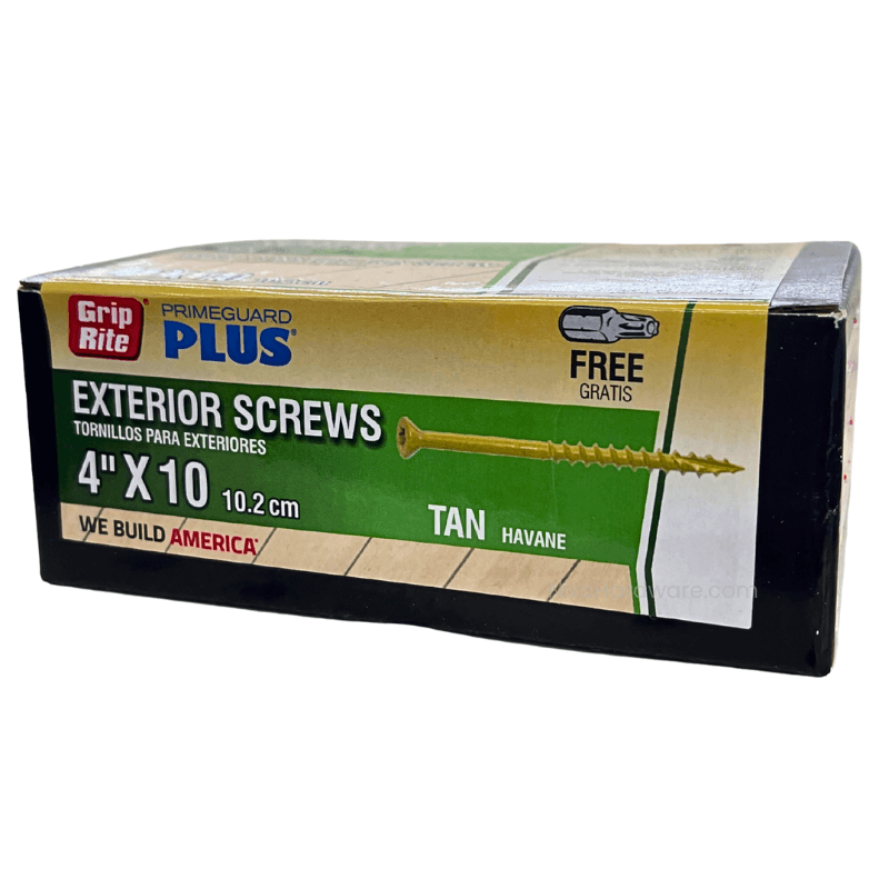 Grip-Rite Exterior Screws 4"x10 PrimeGuard Plus Tan 1 lb