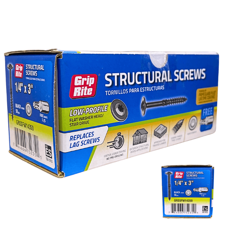 Grip-Rite Low-Profile Structural Screws 14x3 Black 50 pk
