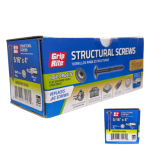 Grip-Rite Low-Profile Structural Screws 5/16"x4" Black 50 pk