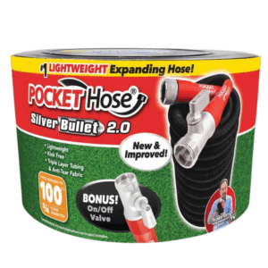 Pocket Hose Silver Bullet 2.0 Expandable Flexible Black Garden Hose 3/4”x100’