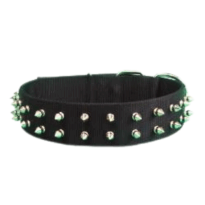 Vahloma Black Nylon Spiked Big Dogg Collar 1 3/4 x 24 inch