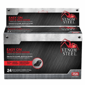 Venom Steel One-Size Black Disposable Shoe Covers 24 pk