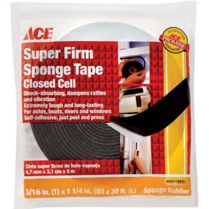 Ace Closed Cell Super Firm Black Sponge Tape 3/16”x1-1/4”x30’