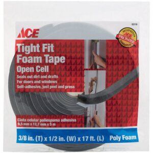Ace Open Cell Tight Fit Foam Weatherseal Tape 1-2x3-8x10