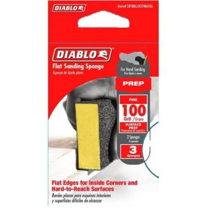 Diablo Fine Flat Edge Sanding Sponge 100 Grit 3pk