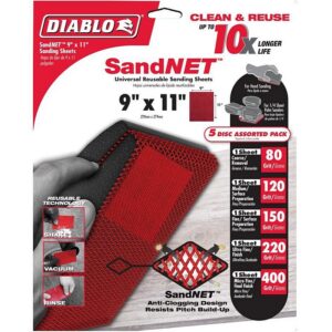 Diablo SandNet Assorted Grit All-Purpose Sanding Sheets 9”x11”