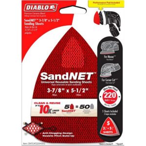 Diablo SandNet Cat/Mouse Sanding Sheets 220 Grit 3-7/8”x5-1/2”