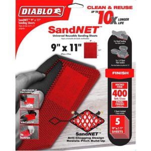 Diablo SandNet Ceramic Blend All-Purpose Sanding Sheets 400 Grit 9”x11” 5pk