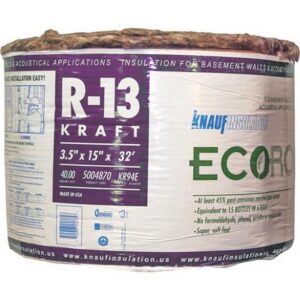 Knauf R-13 Faced Fiberglass Insulation Roll 15”x32’