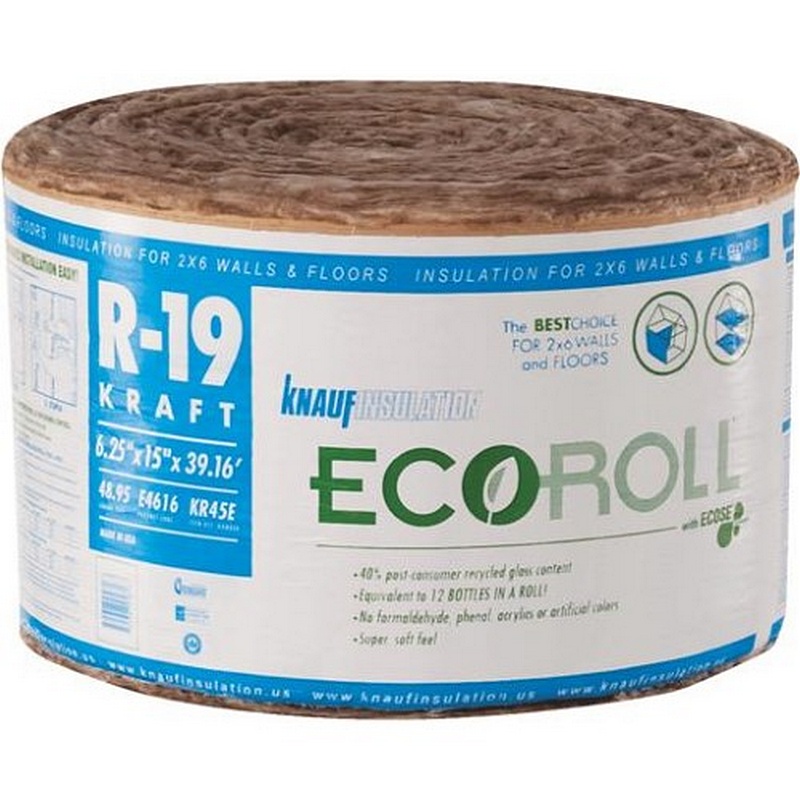 Knauf R-19 Faced Fiberglass Insulation Roll 15”x39’