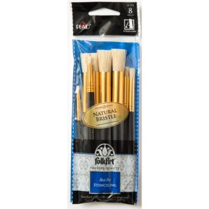 Plaid FolkArt Round Stencil Paint Brush Set 8pk