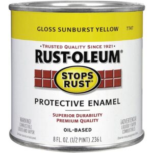 Rust-Oleum Stops Rust Oil-Based Gloss Finish Sunburst Yellow Paint 1/2pt