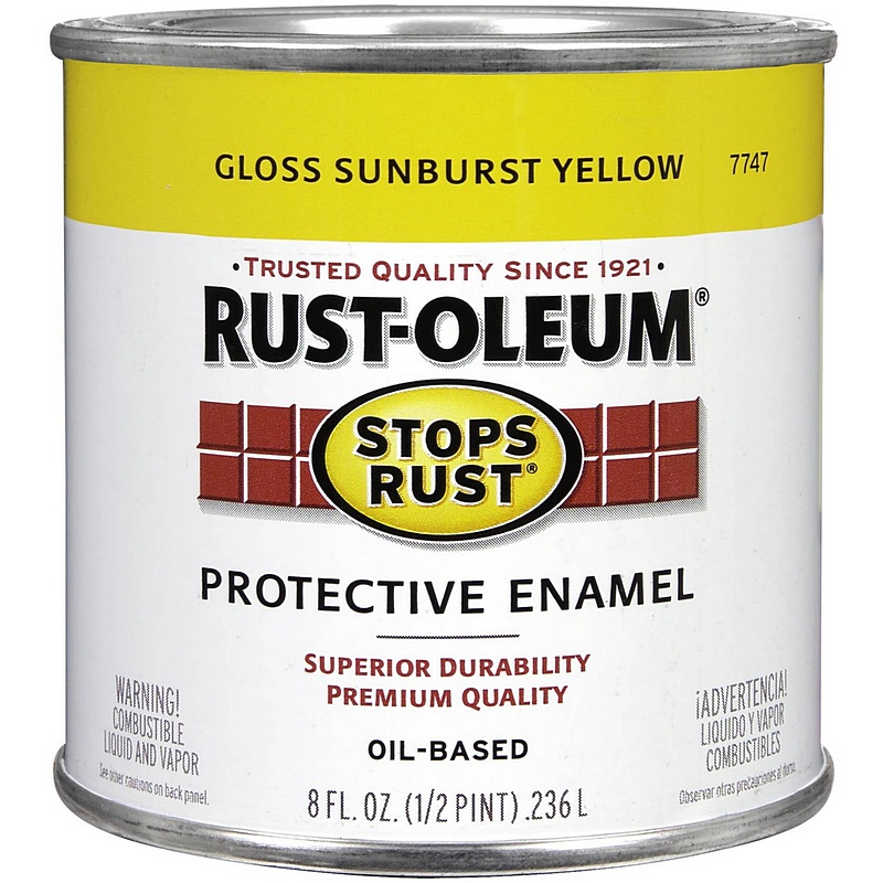 Rust-Oleum Stops Rust Oil-Based Gloss Finish Sunburst Yellow Paint 1/2pt