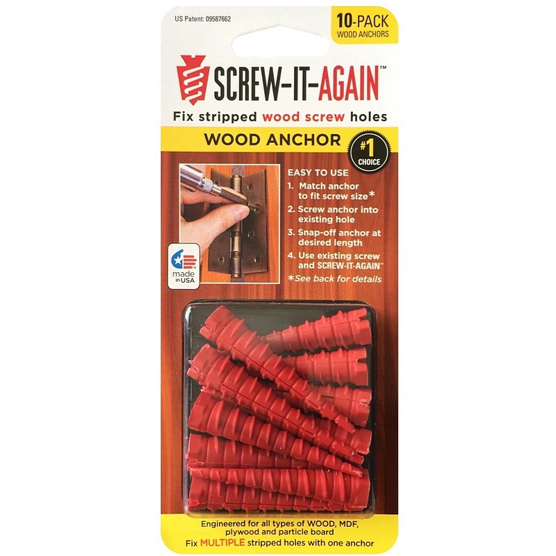 Screw It Again Red Plastic Wood Anchors 10 pk