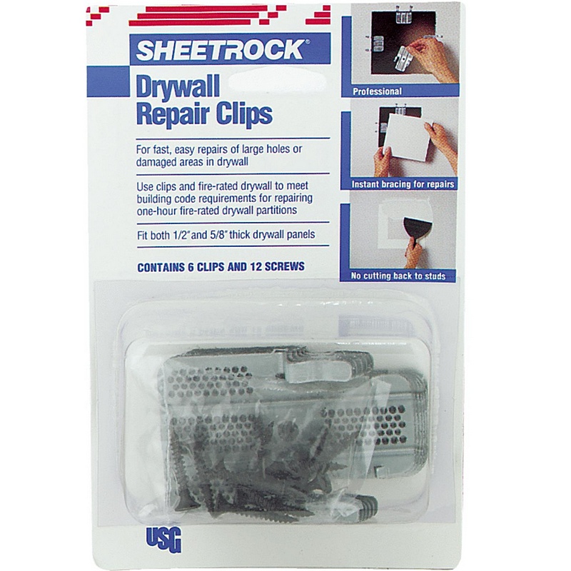 USG Sheetrock Metal Drywall Repair Clips 6 pk