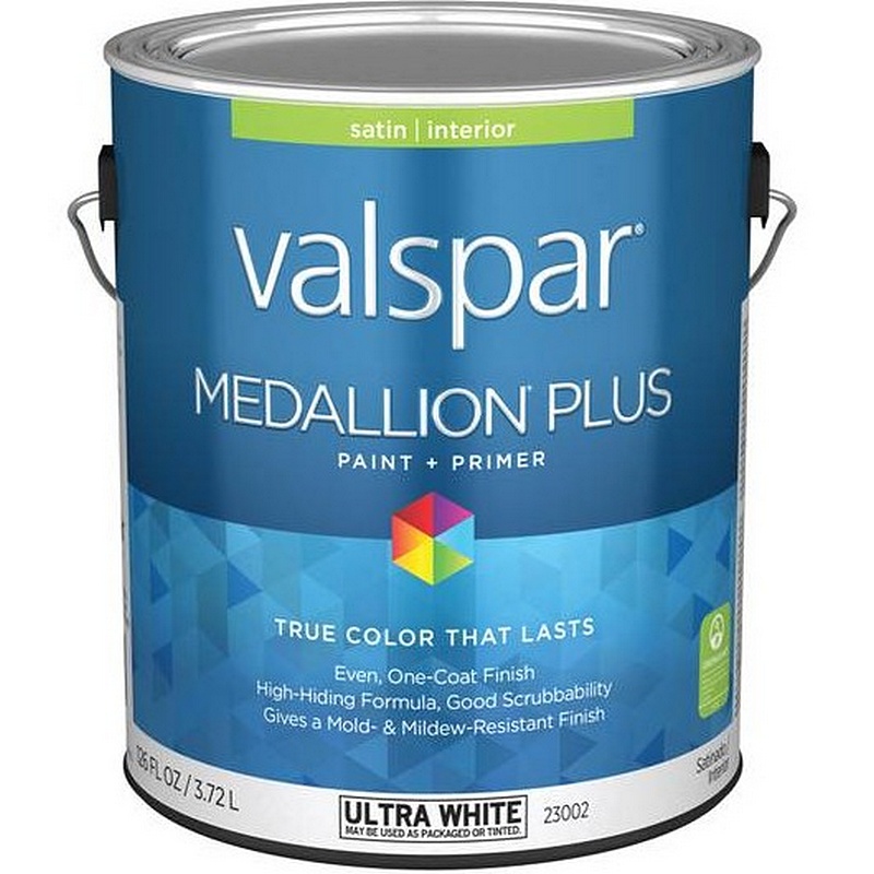 Valspar Medallion Plus Satin Interior Ultra White Paint & Primer 1 gal