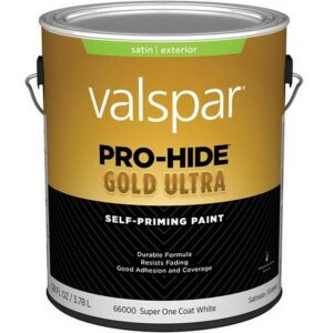 Valspar Pro-Hide Gold Ultra Latex Satin Super One-Coat White Exterior House Paint 1 gal