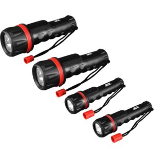 Ace 25 Lumen Black & Red AA/D LED Flashlights 4 pk