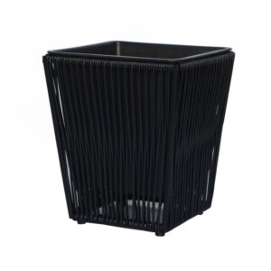 Infinity Black Metal-Poly Rattan Planter 12”