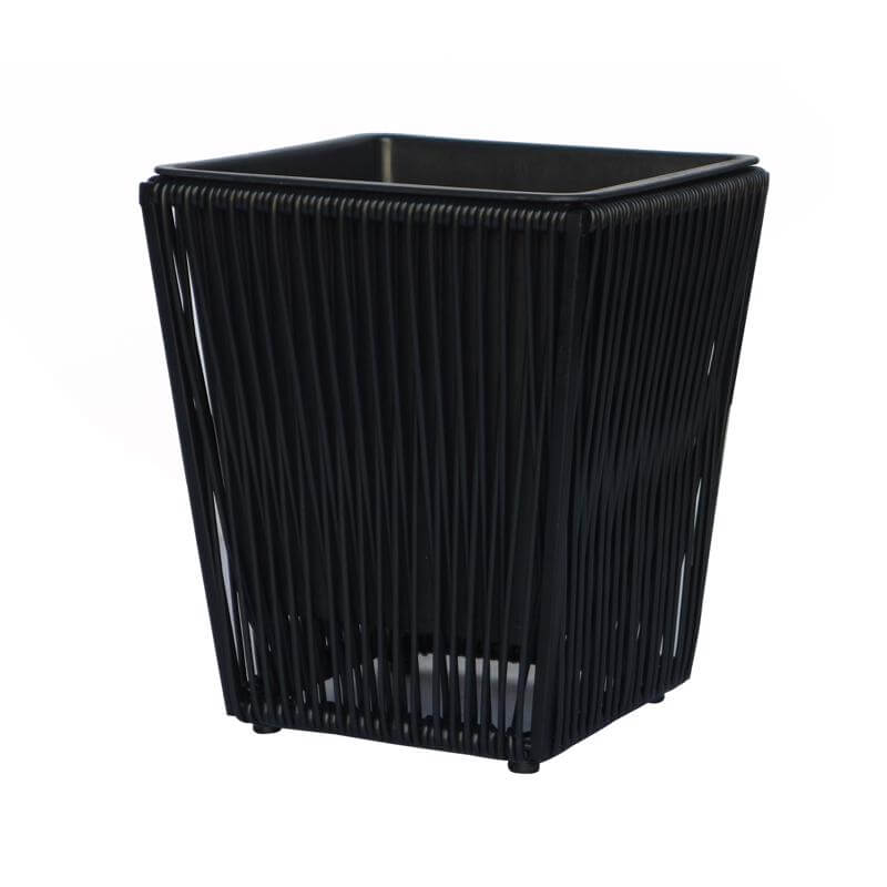Infinity Black Metal-Poly Rattan Planter 12”