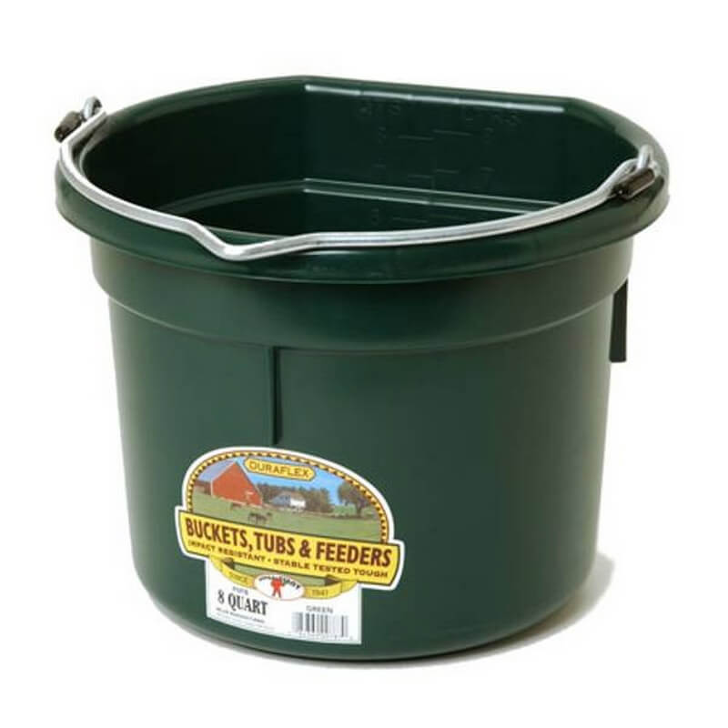 Little Giant DuraFlex Flat Back Green Plastic Bucket 8 qt