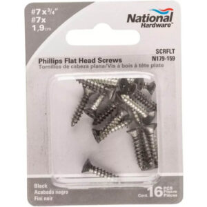 National Hardware Black Phillips Flat Head Wood Screws #7x3/4” 16 pk