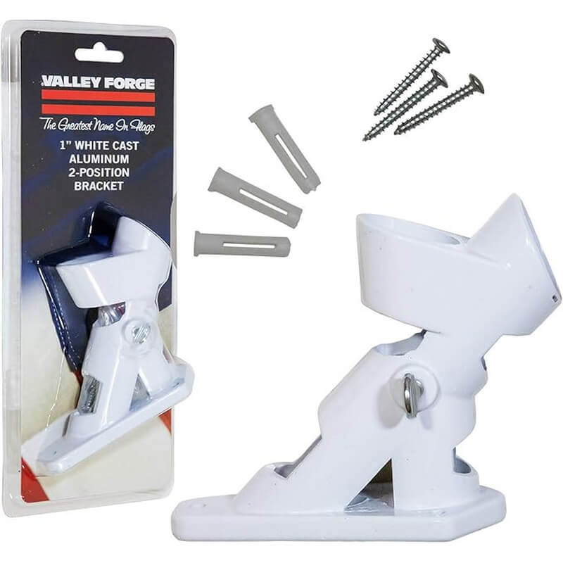 Valley Forge White Cast Aluminum 2-Position Flag Pole Bracket