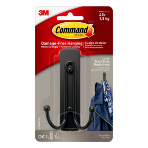 3M Command Matte Black Large Double Hooks 4 lb