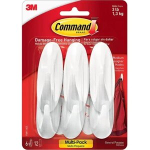 3M Command White Plastic Medium Designer Hooks 3 lb 6 pk