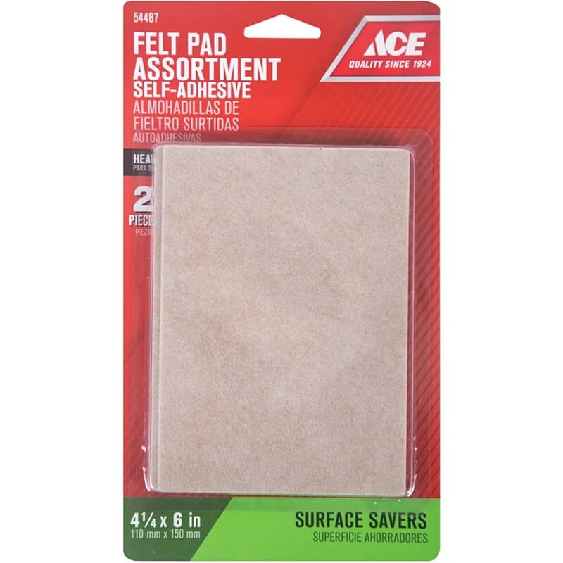 Ace Brown Felt Rectangle Self-Adhesive Blankets 4-1/4”x6” 2 pk