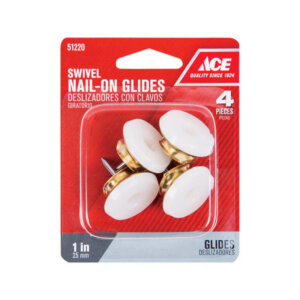 Ace Gold Nail-On Brass Swivel Glides 1” 4 pk