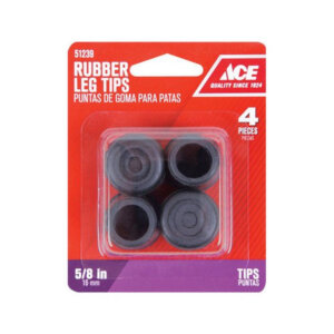 Ace Round Black Rubber Leg Tips 5/8” 4 pk