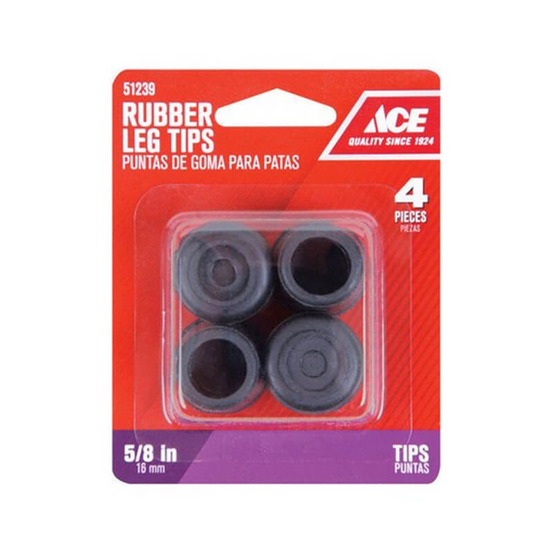 Ace Round Black Rubber Leg Tips 5/8” 4 pk