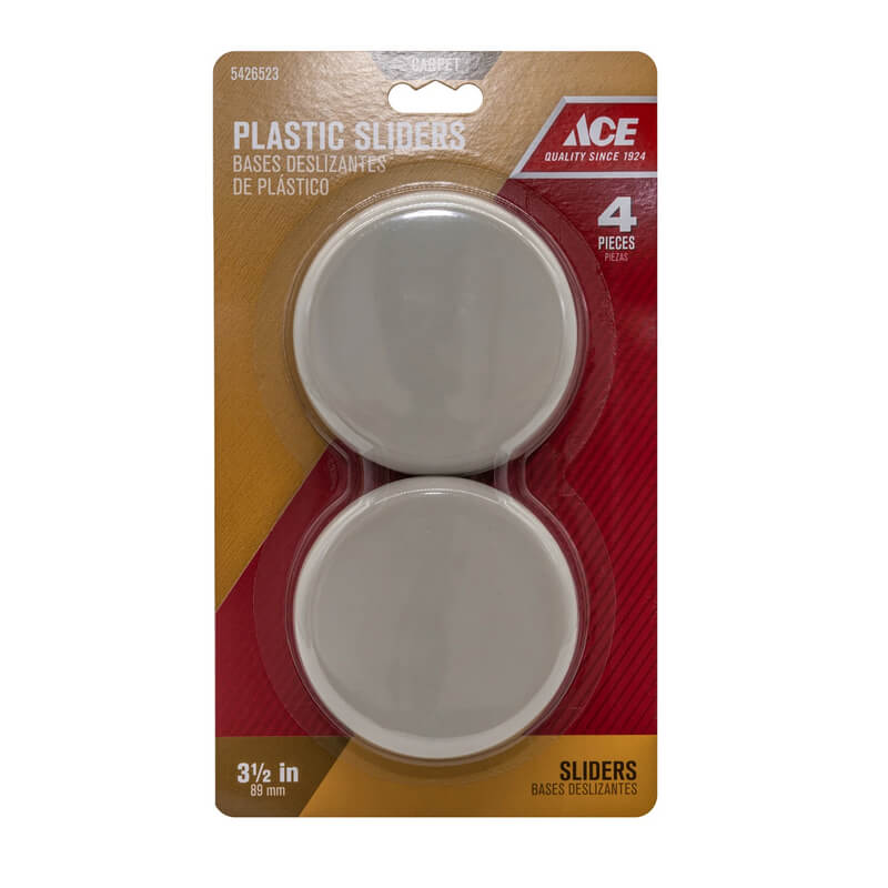 Ace Round Brown Plastic Self-Adhesive Slide Glides 3-1/2” 4 pk
