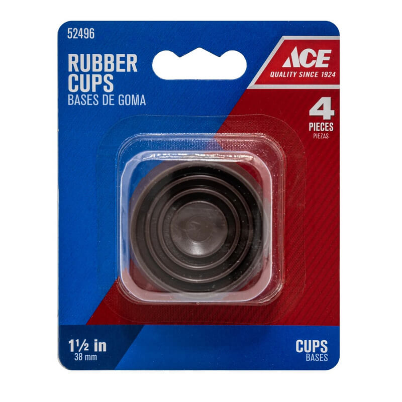 Ace Round Brown Rubber Caster Cup 1-1/2” 4 pk