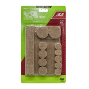 Ace Round Brown Self-Adhesive Felt Pad Assortment 27 pk