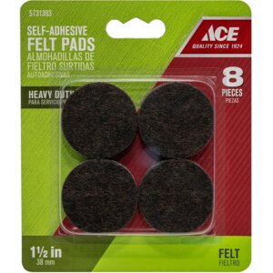 Ace Round Brown Self-Adhesive Felt Pads 1-1/2” 8 pk