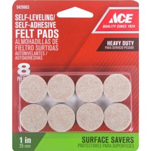 Ace Round Brown Self-Leveling Self-Adhesive Felt Pads 1” 8 pk