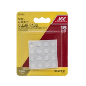 Ace Round Clear Vinyl Self-Adhesive Protective Pads 3/8” 16 pk