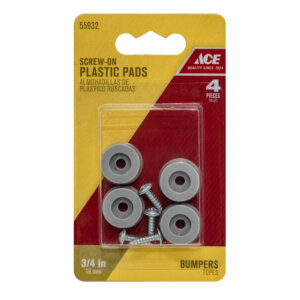Ace Round Gray Plastic Screw On Bumper Pads 3/4” 4 pk