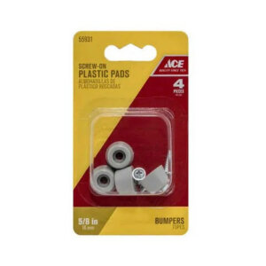 Ace Round Gray Plastic Screw On Bumper Pads 5/8” 4 pk