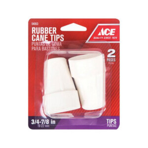 Ace Round Off-White Rubber Crutch-Cane Tips 3/4” x 7/8” 2 pk