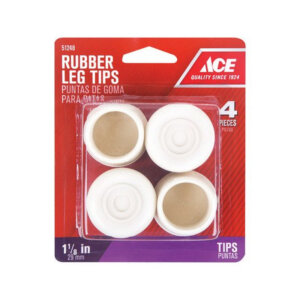 Ace Round Off-White Rubber Leg Tips 1-1/8” 4 pk
