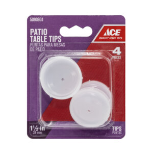 Ace Round White Plastic Patio Table Tips 1-1/2” 4 pk
