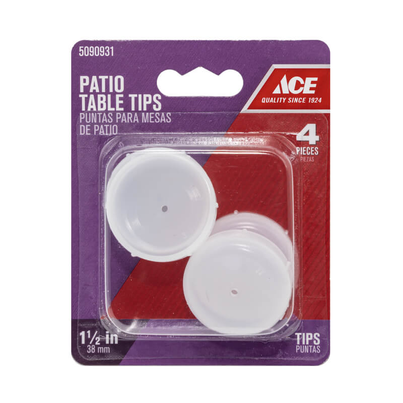 Ace Round White Plastic Patio Table Tips 1-1/2” 4 pk