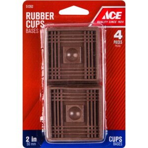 Ace Square Brown Rubber Caster Cups 2” 4 pk