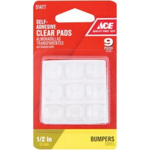 Ace Square Clear Vinyl Self-Adhesive Bumper Pads 1/2” 9 pk